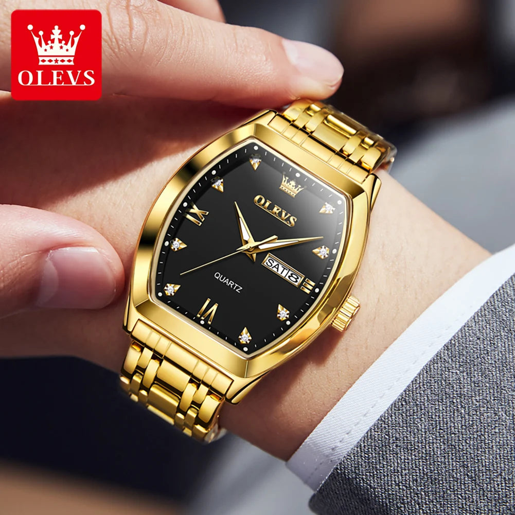 OLEVS Erkek Lüks Quartz Kol Saati – Su Geçirmez & Tarih Göstergeli